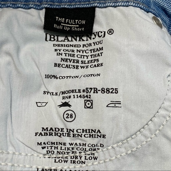 Blank NYC The Fulton Roll Up Denim Cut Off Shorts‎ Size 28 - Picture 8 of 12
